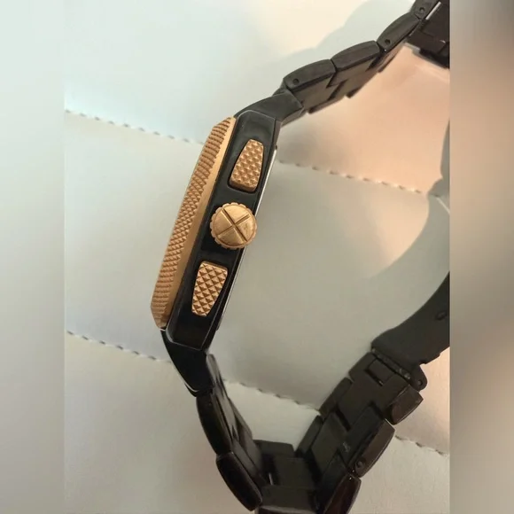 Fossil Watch Chronograph Stainless Steel Rose Gold Tone Black - Picture 10 of 15